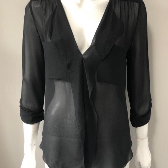 Babaton Finley Black Silk Blouse Shirt Small - Picture 5 of 9